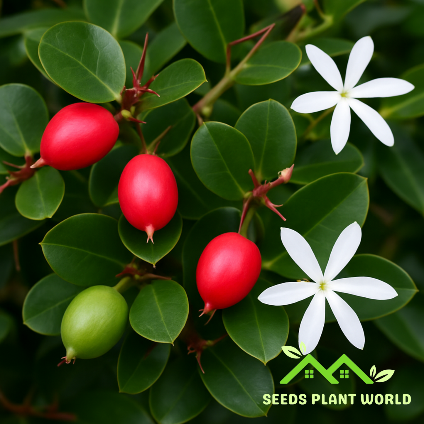 5 Carissa Grandiflora Seeds – Exotic Natal Plum Fruit & Hedge Plant